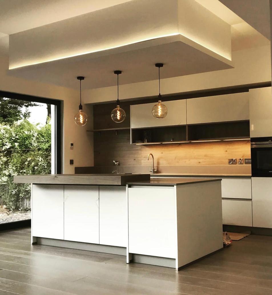 High quality kitchen fit out with expensive pendant lighting